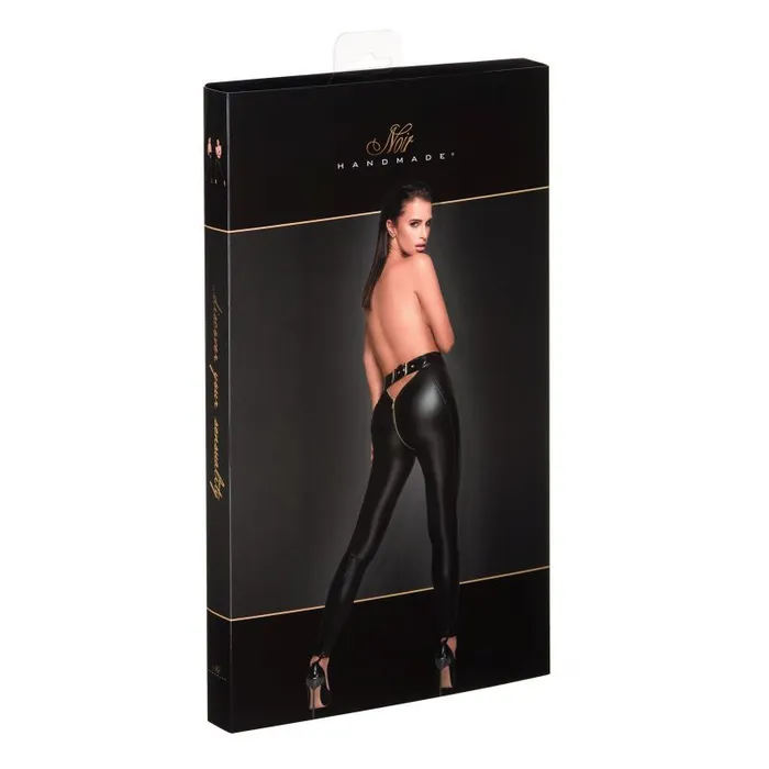 Anal Noir Low Cut Back Leggings w Gold Zipper Large Black