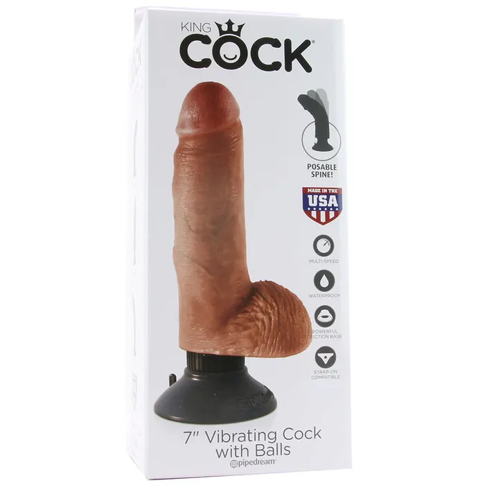 Pipedream Dildos King Cock 7 Inch Vibrating Ballsy Dildo in Tan Pipedream Dildos King Cock 7 Inch Vibrating Ballsy Dildo in Tan
