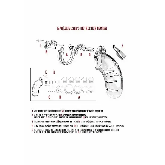 SHOTS AMERICA Male Sex Toys Mancage Chastity 55in Transparent Model 6
