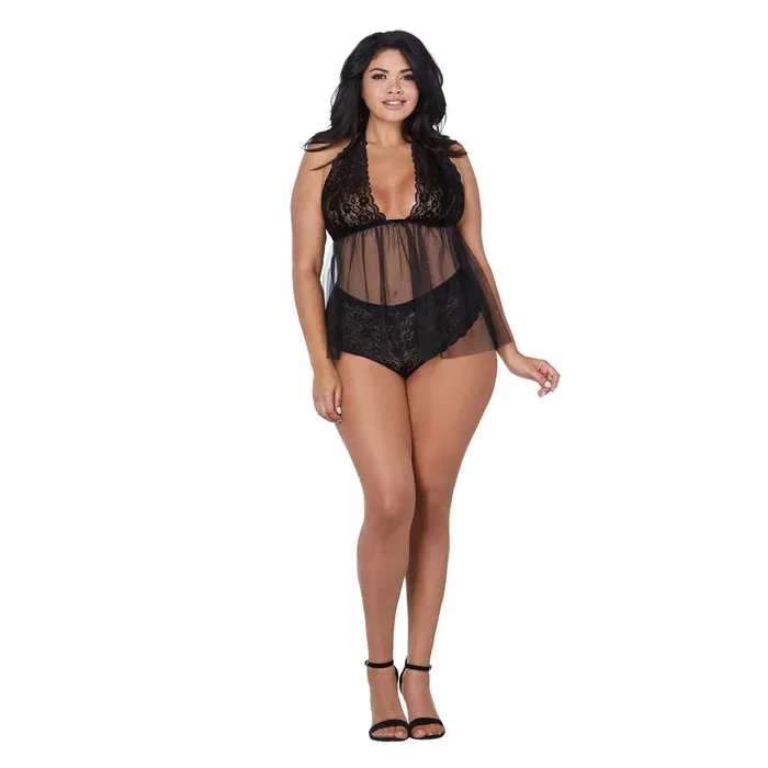 DREAMGIRL Vibrators Dreamgirl Lingerie Babydoll and Panty Black 12190X