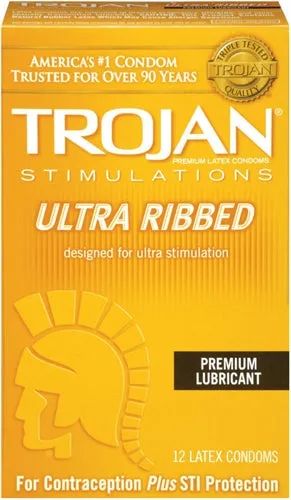 Trojan Condoms Trojan Stimulations Ulta Ribbed 12 Pack Female Sex Toys