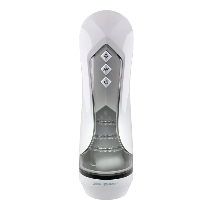 Zero Tolerance Male Sex Toys Zero Tolerance Stroking Buddy Vibrating Stroker Masturbator White